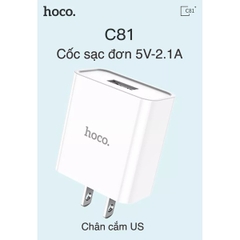 Cóc sạc nhanh Hoco C81 2.1A 1 cổng usb chính hãng [BH 1 năm]