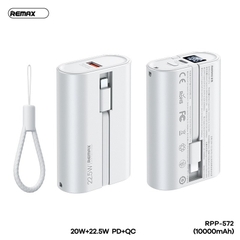 Pin sạc nhanh 22.5w REMAX RPP-572 10.000mAh dự phòng PD QC3.0 kèm cáp liền pin chính hãng [BH 1 năm]