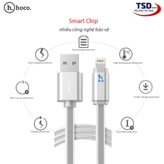 Cáp sạc nhanh Samsung Hoco UPL12 2M 2.4A Có Đèn Led Báo Pin Đầy tự ngắt chui micro chính hãng [BH: 1 năm]