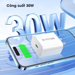 Bộ sạc nhanh 30w REMAX RP-U109 (c-c) kèm cáp 2 đầu Type-C ra TypeC (iphone 15) chính hãng [BH 1 năm]