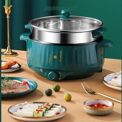 Nồi lẩu điện 28cm ELECTRIC COOKER POT SHANBAN 2 tầng kèm khay hấp [BH 1 tháng]