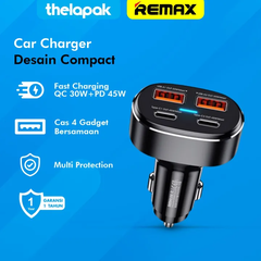 Cóc sạc nhanh xe hơi 75w Remax RCC-329 tẩu sạc ô tô PD+QC 2 cổng USB 2 cổng Type C có led siêu đẹp chính hãng [BH 1 năm]