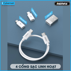 Cáp sạc nhanh 60w REMAX RC-190 đa năng full bộ hộp đựng 4 cổng iPhone Lightning, Type C, Samsung Micro thay thế linh hoạt chính hãng [BH 1 năm]