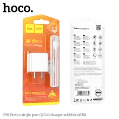 Bộ sạc nhanh 18w Hoco C98 kèm cáp usb ra samsung micro, cóc 1 cổng usb QC3.0 chính hãng [BH 1 năm]