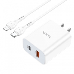 Bộ sạc nhanh 20w HOCO C97 (c-l) (2 cổng PD QC3.0) kèm cáp Type C ra iPhone Lightning cho iPhone 11 12 13 chính hãng [BH 1 năm]