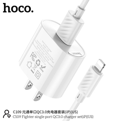 Bộ sạc nhanh 18w Hoco C109 Usb ra Iphone chính hãng [BH 1 Năm]