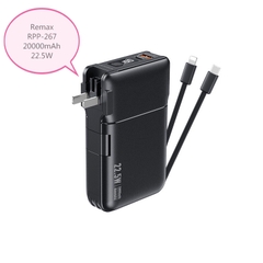 Pin sạc nhanh 22.5w REMAX RPP-267 20.000mAh dự phòng PD+QC3.0 kèm cáp liền pin kiêm củ ghim sạc ổ điện chính hãng [BH 1 năm]