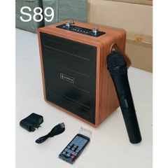Loa bluetooth karaoke ZANSONG S89 vỏ gỗ tặng kèm micro không dây [BH 6 tháng]