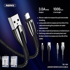 Cáp sạc nhanh 3A REMAX RC-162i (usb ra iphone lightning) chính hãng [BH 1 năm]