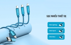 Cáp sạc nhanh 100w REMAX RC-C012 2 đầu (usb-a vs usb-c) ra 3 đầu đa năng (typec vs iphone lightning vs samsung micro) A+C > C+L+M (type c ra iPhone / 2 đầu type-c) chính hãng [BH 1 năm]