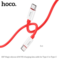 Cáp sạc nhanh 60w HOCO X87 (c-c) 2 đầu Type-C ra TypeC silicone chính hãng [BH 1 năm]