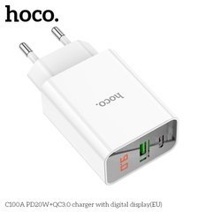 Cóc sạc nhanh 20w HOCO C100A (1 cổng usb, 1 cổng type-c) PD QC chính hãng [BH 1 năm]