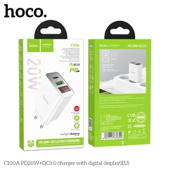 Cóc sạc nhanh 20w HOCO C100A (1 cổng usb, 1 cổng type-c) PD QC chính hãng [BH 1 năm]