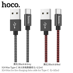 Cáp sạc nhanh 3A Hoco X14 Max 1m usb ra Type-C dây dù chính hãng [BH 1 năm]