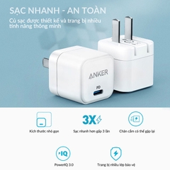 Cóc sạc nhanh 20w PD ANKER Powerport III A2149 PD Nano 1 cổng type c cho iPhone 11 12 13 Pro Max chính hãng [BH 1 năm]