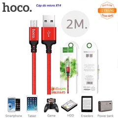Cáp sạc nhanh 2m Hoco X14 Micro Samsung dây dù chính hãng [BH: 1 năm]