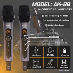 Micro đa năng không dây karaoke AK88 cao cấp bộ 2 mic chính hãng [BH 3 tháng]
