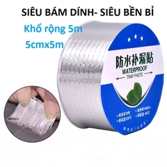 Băng Keo 5cm x 5m (Xanh) Siêu Dính Vá Lỗ Thủng, Khe Nứt Mưa Dột Tôn Trong Mọi Điều Kiện Môi Trường siêu đàn hồi siêu chống thấm