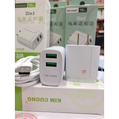 Bộ sạc nhanh 3A lightning Kim Cương 613i usb ra iPhone 2 cổng USB 2in1 1.2m chính hãng [BH 3 Tháng]