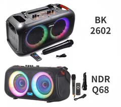 Loa bluetooth karaoke NDR Q68 có led 2 bass 2 tấc kèm 1 micro (6.5 inch x 2) không dây [BH 1 năm]