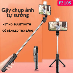 Giá đỡ 3 chân kèm remote bluetooth F210s CÓ ĐÈN LED kiêm Gậy chụp hình tự sướng SELFIE STLCK điện thoại từ xa - pin remote (nếu có) bao TEST không bảo hành[BH 1 tuần]