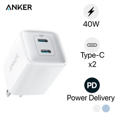 Cóc sạc nhanh 40w Anker A2038 (2 cổng type-c) chính hãng (đen, trắng, tím) [BH 1 năm]