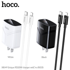 Bộ sạc nhanh 20w HOCO HK49 (c-l) cáp Type C ra iPhone Lightning chính hãng (cóc 1 cổng type-c) (BH 1 NĂM)