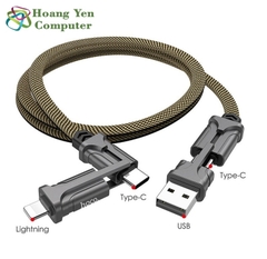 Cáp sạc nhanh 18w PD 4 đầu Hoco S22 (usb ra iphone lightning / usb ra type c + 2 đầu type-c / type c ra iPhone lightning) 4 in 1 đa năng chính hãng [BH 1 năm]