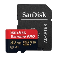Thẻ nhớ Micro SD Sandisk Ext PRO A2 32GB (Dùng quay phim 4K) Read 100Mb/s kèm adapter áo đổi thẻ lớn SDHC chính hãng [BH 2 năm]