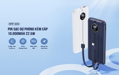 Pin sạc nhanh 22.5w REMAX RPP-300 10.000mAh kèm cáp liền pin PD20w QC3.0 sạc dự phòng chính hãng [BH 1 năm]