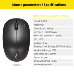 Chuột không dây T-WOLF Q4 văn phòng Wireless mini dùng cho dân văn phòng [BH 1 NĂM]