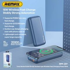 Pin sạc nhanh không dây 22.5W REMAX RPP-207 20.000mAh dự phòng PD QC3.0 chính hãng [BH 1 năm]