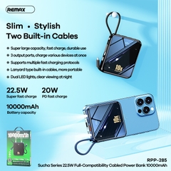 Pin sạc nhanh 22.5w REMAX RPP-285 10.000mAh dự phòng có đèn pin PD + QC3.0 kèm cáp liền pin chính hãng [BH 1 năm]