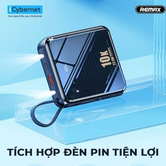 Pin sạc nhanh 22.5w REMAX RPP-285 10.000mAh dự phòng có đèn pin PD + QC3.0 kèm cáp liền pin chính hãng [BH 1 năm]