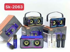 Loa karaoke QIXI SK-2063 có đèn led kèm 2 micro không dây hát karaoke bluetooth [BH 6 tháng]