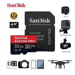 Thẻ nhớ Micro SD Sandisk Ext PRO A2 32GB (Dùng quay phim 4K) Read 100Mb/s kèm adapter áo đổi thẻ lớn SDHC chính hãng [BH 2 năm]