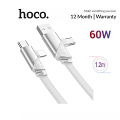 Cáp sạc nhanh 60w HOCO U119 4in1 đa năng (usb / typec ra iphone lightning / type-c - 2 đầu typec) chính hãng [BH 1 năm]