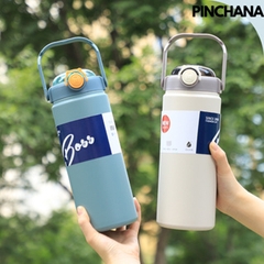 Bình đựng nước giữ nhiệt 1200ml Boss lõi inox có quai xách kèm sticker dán siêu kute