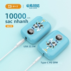 Pin sạc nhanh 22.5w BYZ W28 10.000mAh Panda (sạc dự phòng) chính hãng [BH 1 năm]