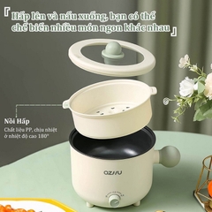 Nồi lẩu điện 18cm lồng chống dính kèm xửng hấp mini có tay cầm tròn OZ.HU-TL01 [BH: 1 Tháng]