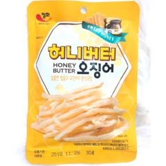 Khô mực tẩm bơ mật ong Jeonghwa 30g | 냉장-정화 허니버터오징어 30g