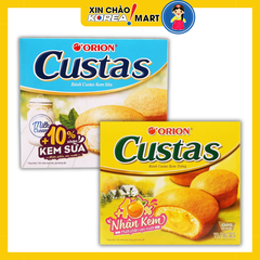 Bánh bông lan Custas nhân kem trứng/kem sữa 282g | 오리온 카스타드 오리지널/끼리크림치즈 138g