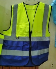 Áo Gile Lưới Có Túi Thẻ Vàng Chanh Phối Xanh