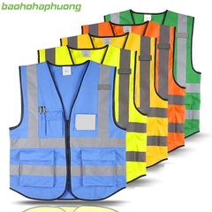 Áo Gile Lưới Phản Quang Có Túi Thẻ