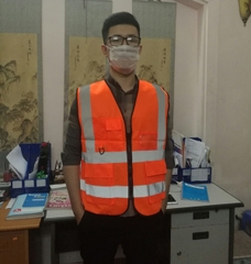 Áo Lưới Phản Quang Có Túi Thẻ Màu Cam