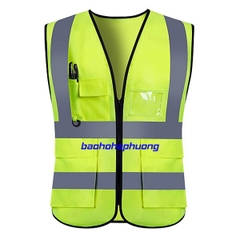 Áo Lưới Phản Quang Có Túi Thẻ Màu Xanh
