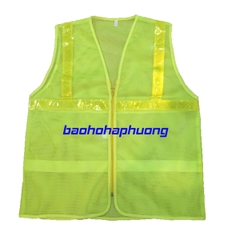 Áo Lưới Phản Quang Khóa Kéo Màu Vàng Chanh