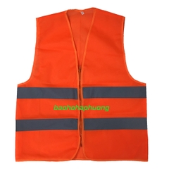 Áo Lưới Phản Quang Vải Poly Màu Cam