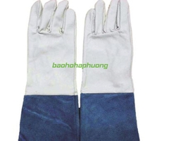 Găng Tay Da Hàn Dài Màu Xanh Trắng