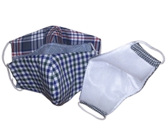 Khẩu Trang Vải Kẻ 3 Lớp Lót Lưới Chống Bụi